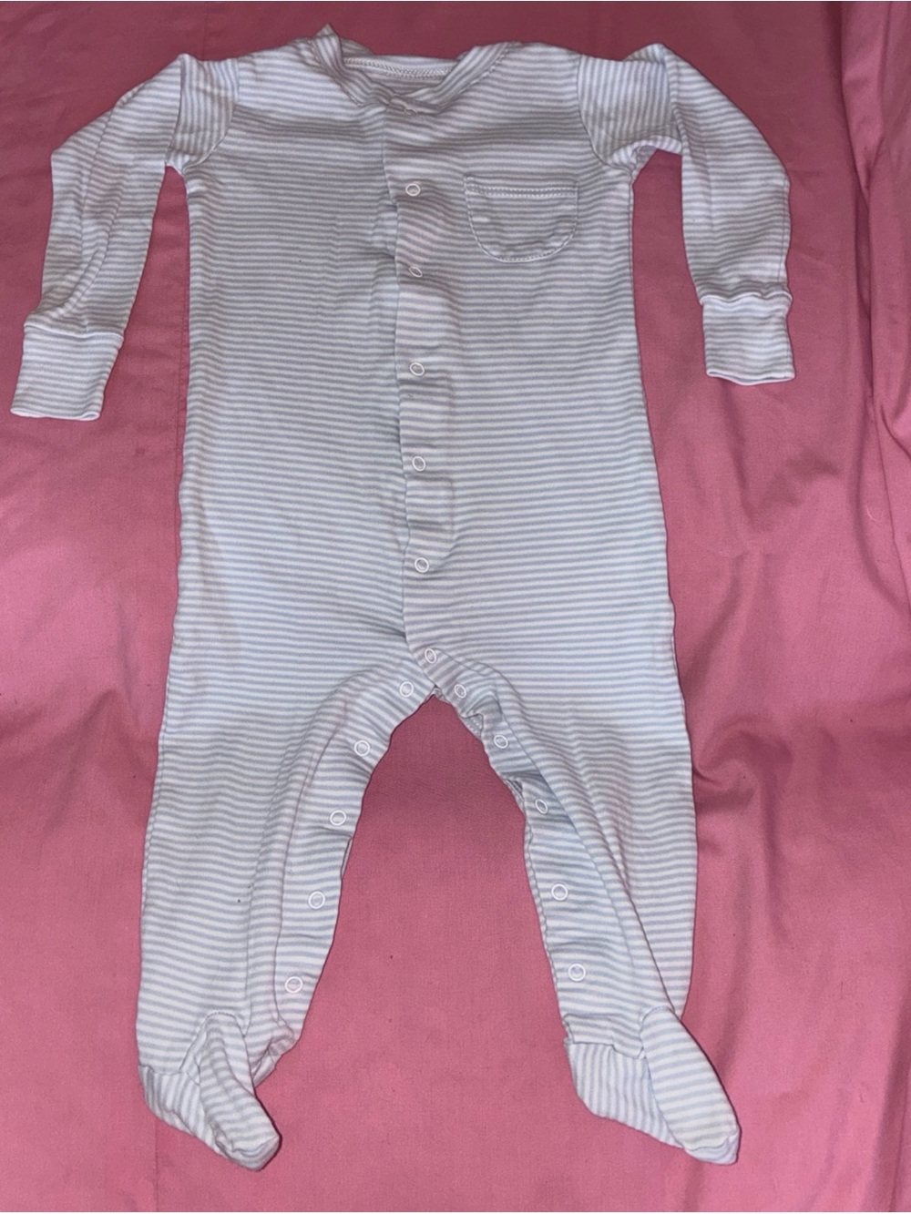 Kissy Kissy Baby Boy Pima Cotton Long Sleeve One Piece Footie Blue White Stripe